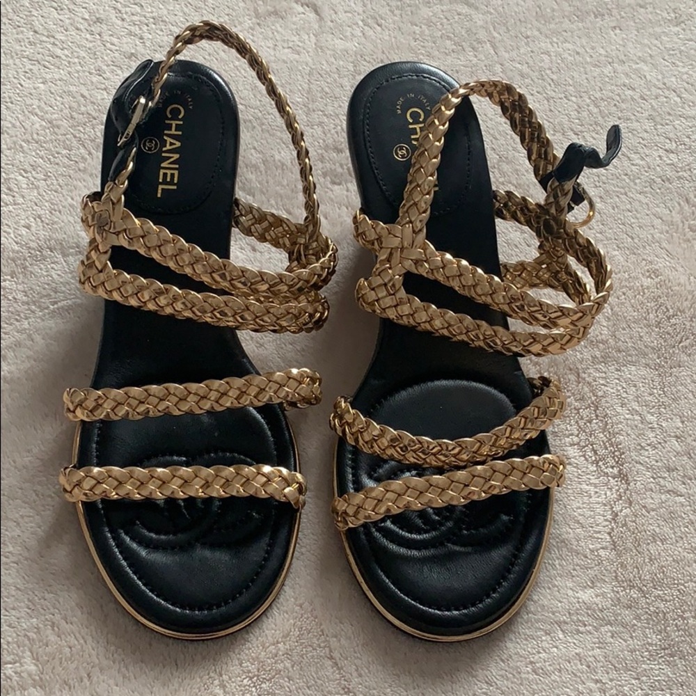 Chanel bronze wedges